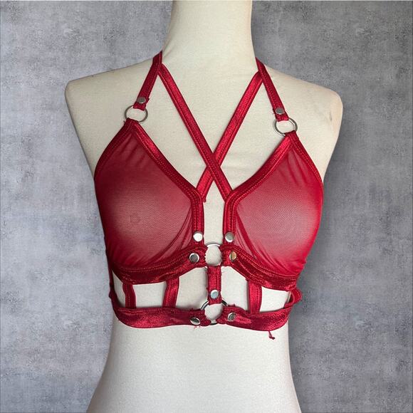 Body Rage Red Caged Bra size Medium - Picture 1 of 4